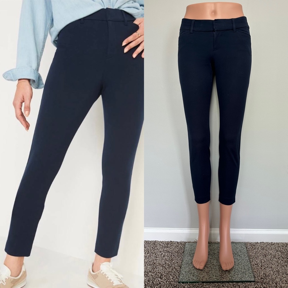 GUC!! Old Navy Mid Rise Navy Dark Blue Knit Stretch Pixie Ankle Pants 0P petite